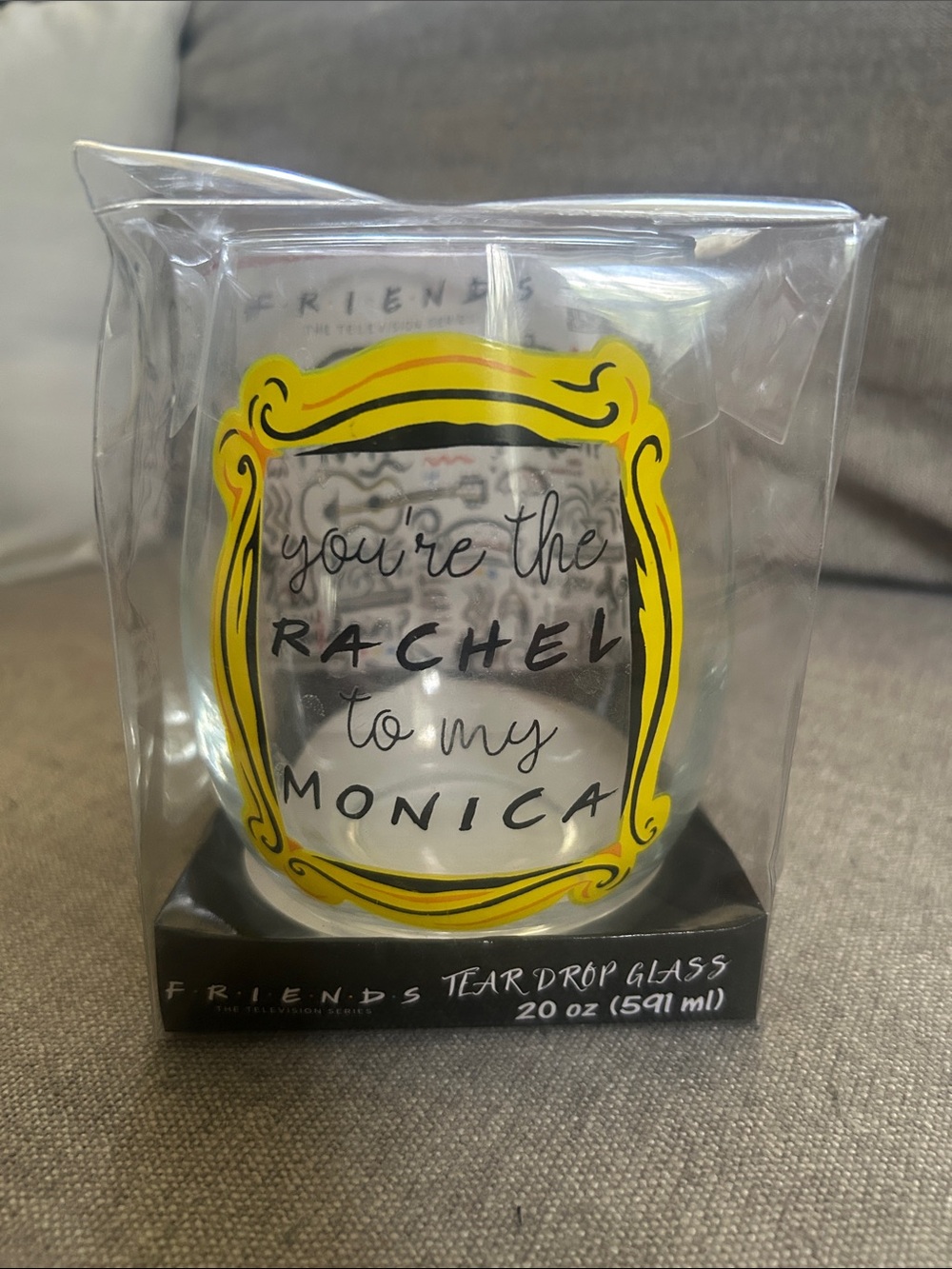 FRIENDS Yellow Frame "You're the Rachel to my Monica" Teardrop Glass